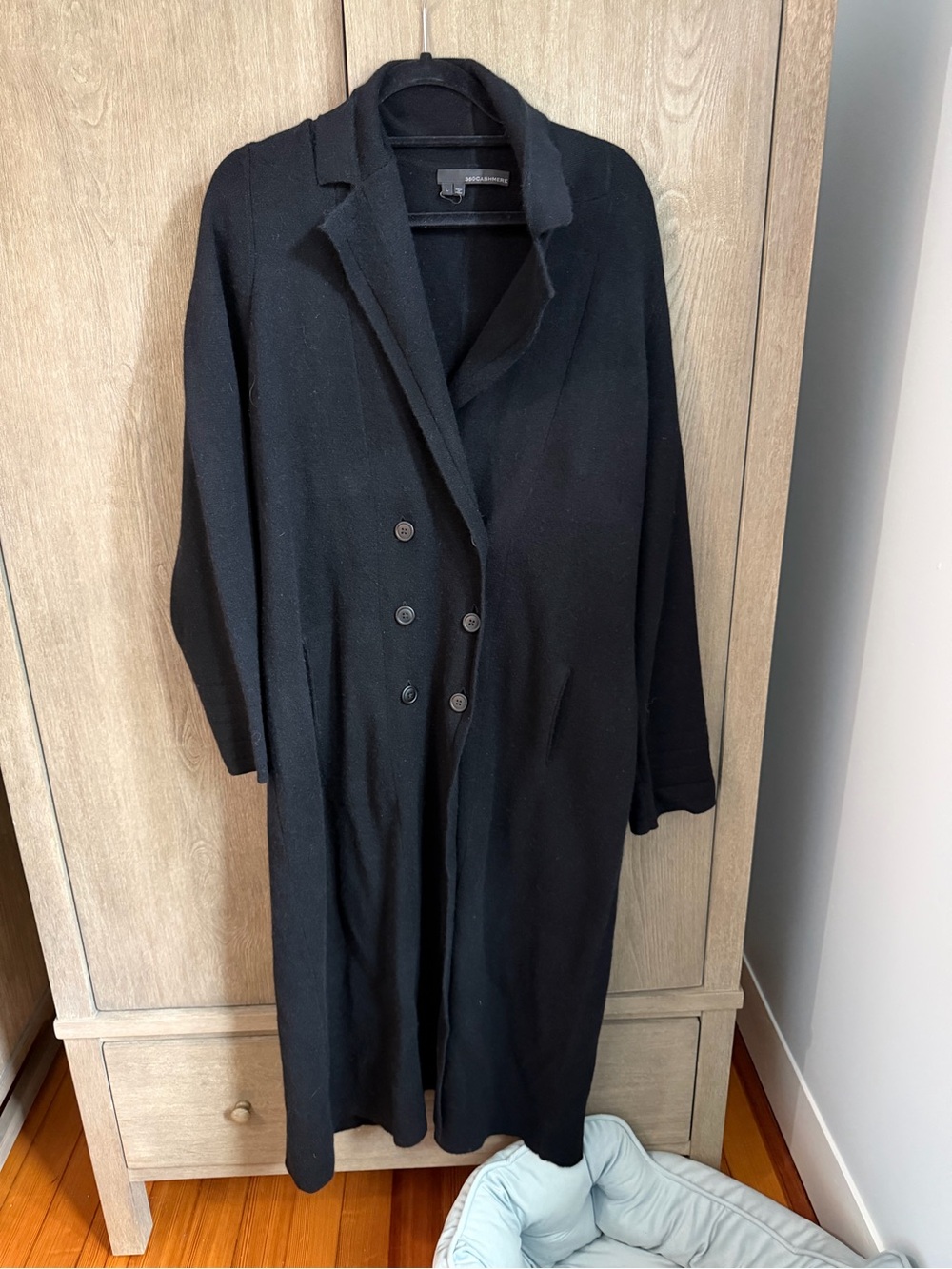 360 Cashmere Women’s Black Long Double-Breasted Heavy Sweater